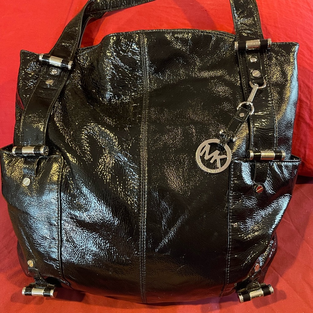 Michael Kors Shiny Patent Leather Black Shoulder Bag
